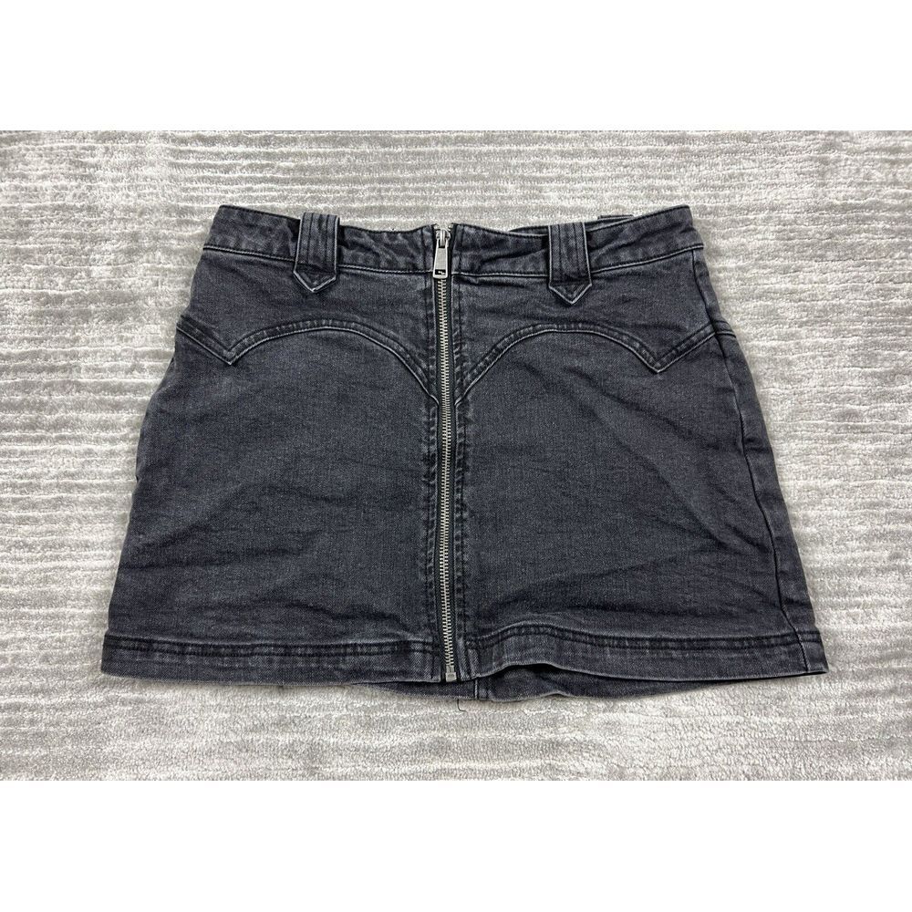 No Boundaries Skirt Juniors 9 Black Short Mini Denim Jean Zip Up